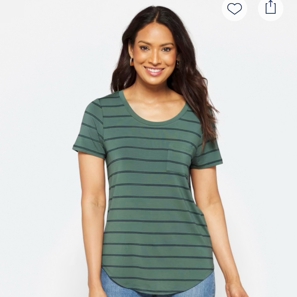 Market & Spruce Forest Green Striped Tee